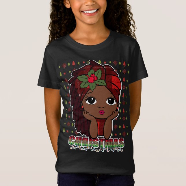Melanin Christmas Love Black Girl Magic Sista T-Sh T-Shirt (Front)