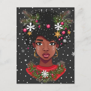 Melanin Christmas Magic Black Girl Woman Sista Postcard
