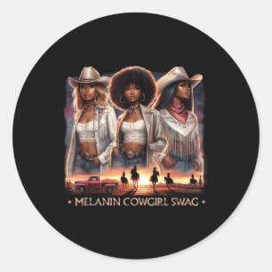 Melanin Cowgirls African Melanin Cowgirl Swag Blac Classic Round Sticker