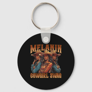 Melanin Cowgirls Swag Black History African Melani Key Ring
