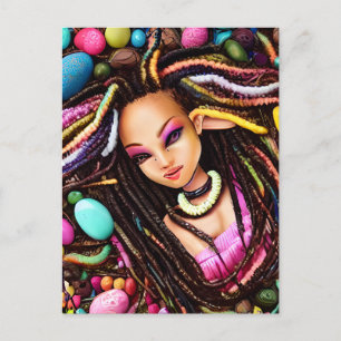 Melanin Easter Egg Rainbow Spring Sista Girl Holiday Postcard