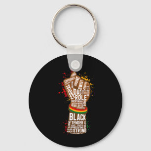 Melanin Fist Hand Dad African American Black Histo Key Ring