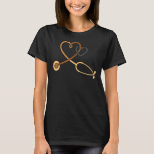 Melanin Heart Stethoscope Black History Month RN L T-Shirt