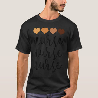 Melanin Hearts Nurse Afro American Black History M T-Shirt