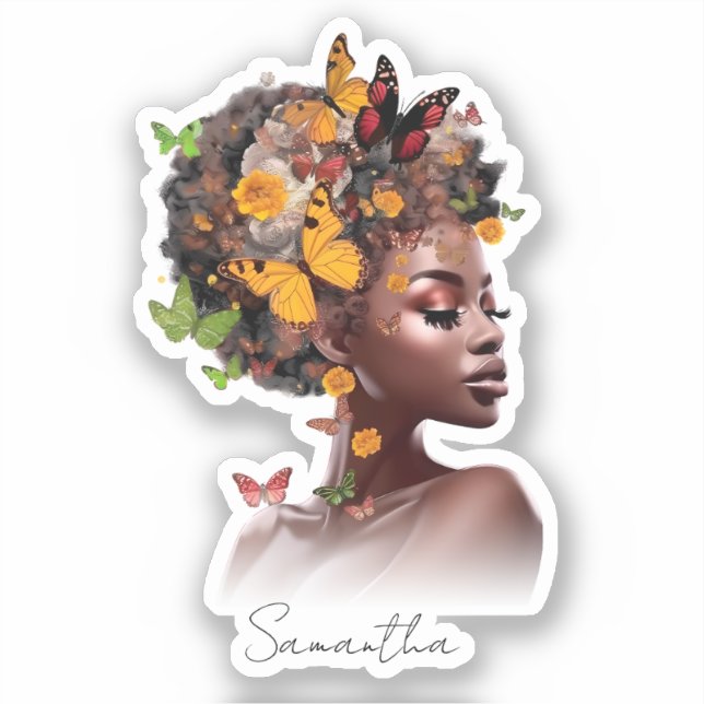 Melanin Magic: Afro Hair and Colourful Butterfly (Front)