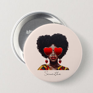 Melanin Magic: Black Queen Rocking Heart Shades 7.5 Cm Round Badge
