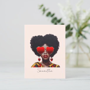 Melanin Magic: Black Queen Rocking Heart Shades Postcard