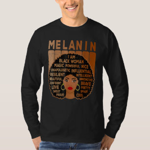 Melanin Pride Black Woman African American Black P T-Shirt