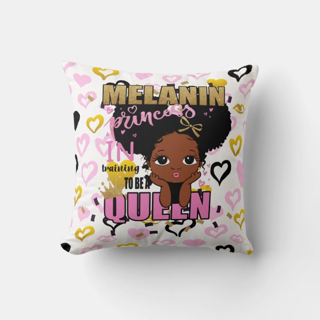 Melanin Princess Training To Be Queen Lilibet Gift Cushion (Front)