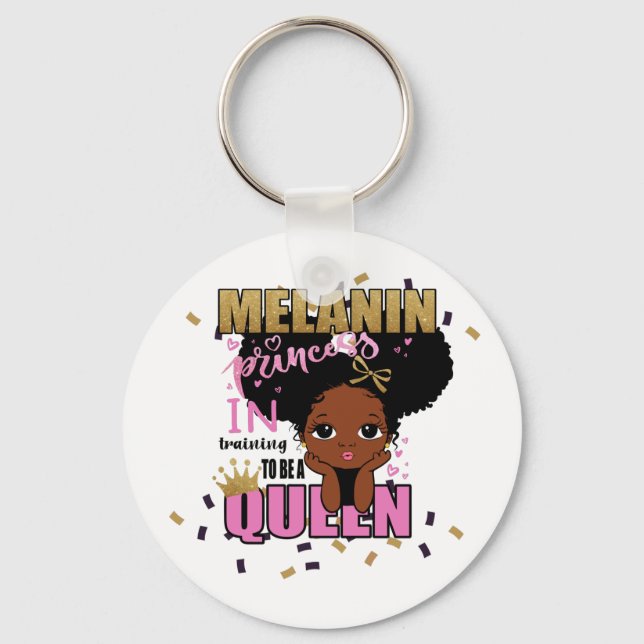 Melanin Princess Training To Be Queen Lilibet Gift Key Ring (Front)