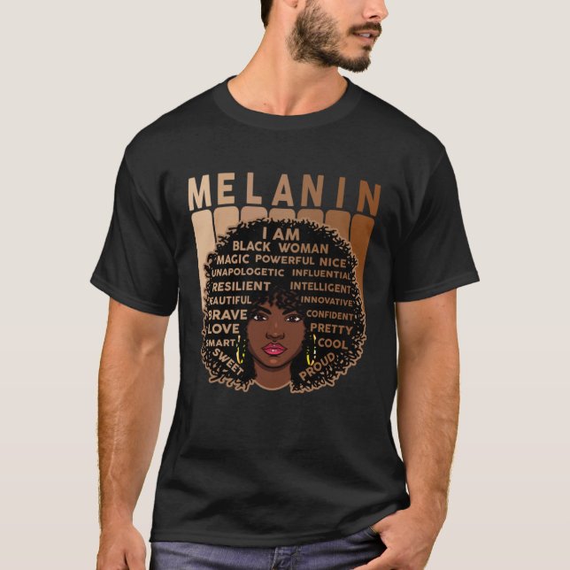 Melanin Queen African American Strong Black Natura T-Shirt (Front)