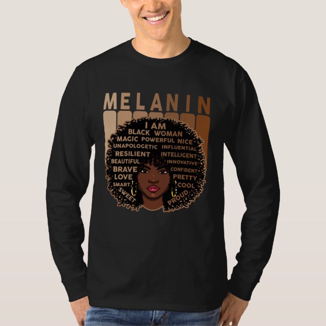 Melanin Queen African American Strong Black Natura T-Shirt (Front)