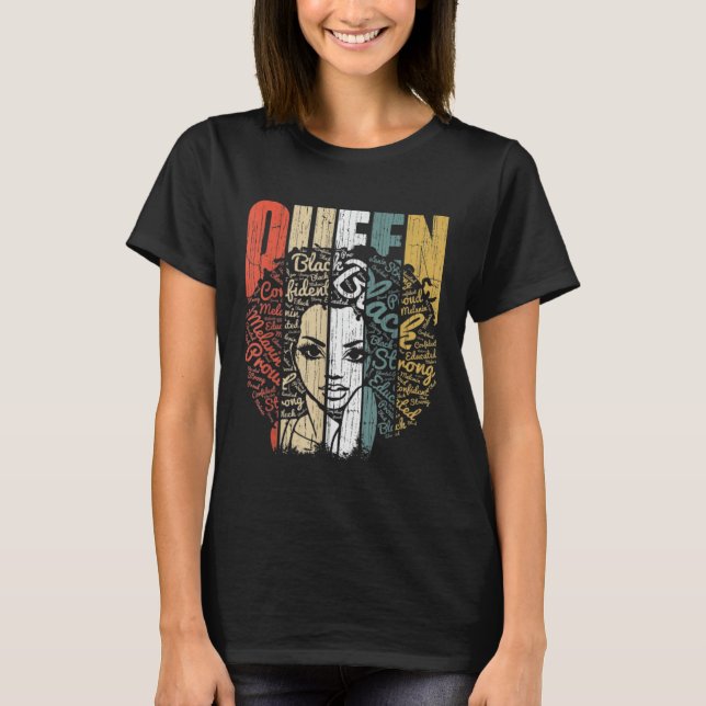 Melanin Queen African American Strong Black Natura T-Shirt (Front)