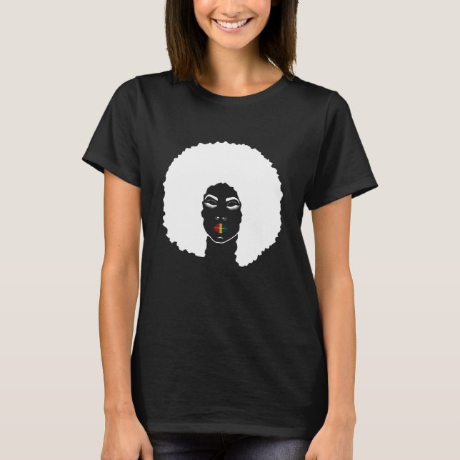 Melanin Queen Afro Queen Lips T-Shirt (Front)