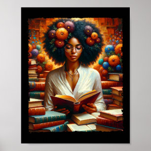 Melanin Queen Afro Womeneducated Reading Book Blac Poster