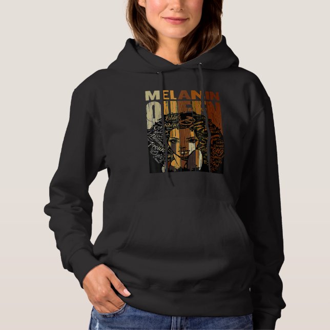 Melanin Queen Black History Month Afro African Pri Hoodie (Front)
