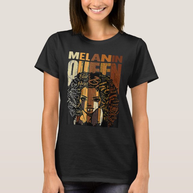 Melanin Queen Black History Month Afro African Pri T-Shirt (Front)