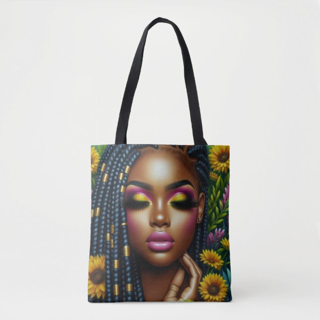 Melanin Queen Floral Tote Bag (Front)