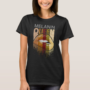 Melanin Queen Pride Afro Brown Lip Black History M T-Shirt