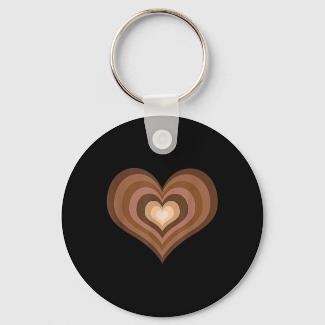 Melanin Retro Heart Black History Pride Valentines Key Ring (Front)