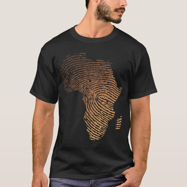 Melanin Shades Africa Map - Africa DNA Fingerprint T-Shirt (Front)