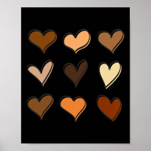 Melanin Shades Heart Melatonin Skin Black History  Poster