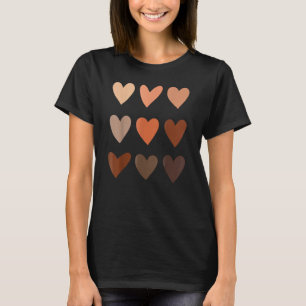 Melanin Skin Tone Hearts  Be Kind  Black History M T-Shirt