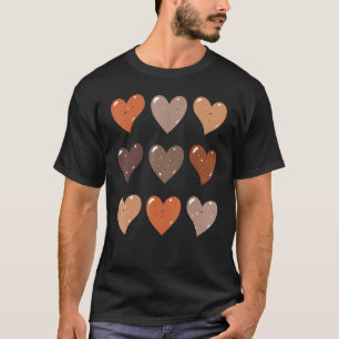Melanin Skin Tone Hearts, Be Kind, Black History M T-Shirt