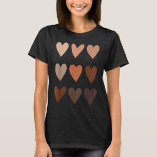 Melanin Skin Tone Hearts Be Kind Black History Mon T-Shirt