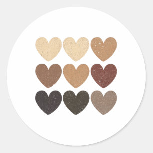 Melanin Skin Tone Hearts Juneteenth Black History Classic Round Sticker