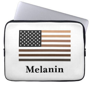 Melanin USA Flag African American Black History Laptop Sleeve