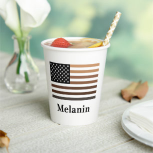 Melanin USA Flag African American Black History Paper Cups