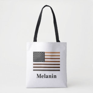 Melanin USA Flag African American Black History Tote Bag