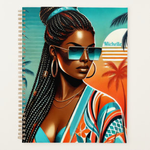 Melanin Woman - Braided Half Up-down - Tropical Planner