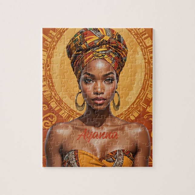 Melanin Woman with Headwrap - African Print Jigsaw Puzzle (Vertical)