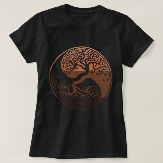 Melanin Yin Yang Tree Life Black History BLM Zen B T-Shirt (Design Front)
