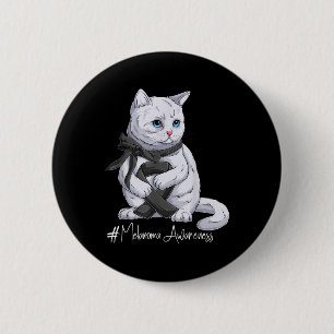 Melanoma Awareness Month Black Ribbon Cat  6 Cm Round Badge