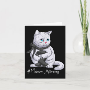 Melanoma Awareness Month Black Ribbon Cat Card