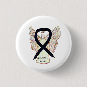 Melanoma Awareness Ribbon Angel Custom Pin