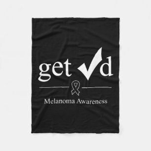 Melanoma Black Awareness Ribbon Tee Get Checked Fleece Blanket