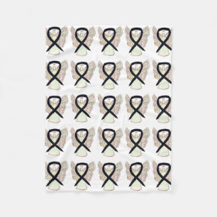 Melanoma Cancer Awareness Ribbon Fleece Blankets