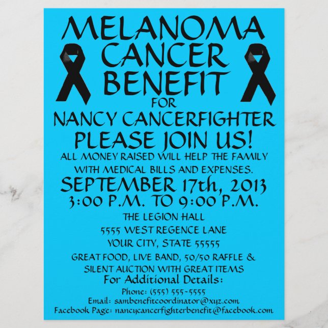 Melanoma Cancer Benefit Flyer (Front)