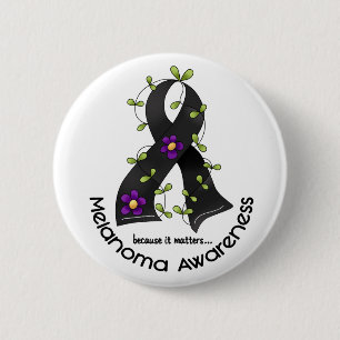 Melanoma FLOWER RIBBON 1 6 Cm Round Badge