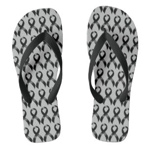 Melanoma Skin Cancer - Black Ribbon Jandals