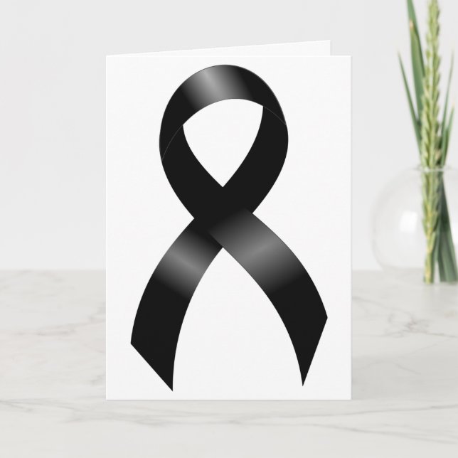 Melanoma | Skin Cancer - Black Ribbon Thank You Card (Front)