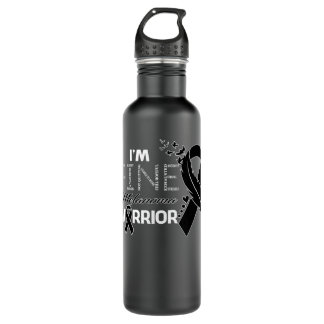 Melanoma Warrior I'm Fine Feather Ribbon  710 Ml Water Bottle