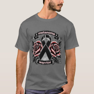 Melanoma Warrior – Tattoo Rose & Ribbon AwaT-Shirt T-Shirt