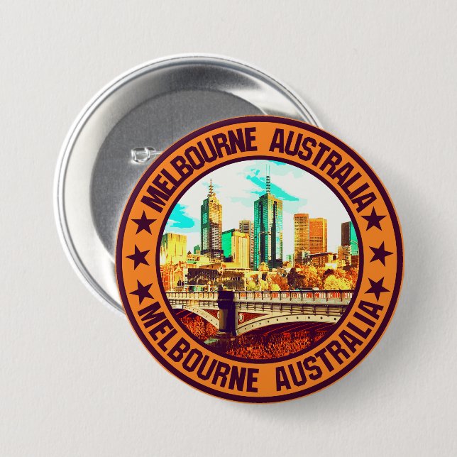 Melbourne                                          7.5 cm round badge (Front & Back)