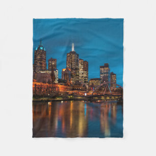 Melbourne at night fleece blanket