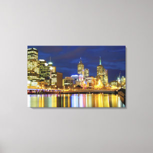 Melbourne, Australia. A nighttime view of the 2 Canvas Print